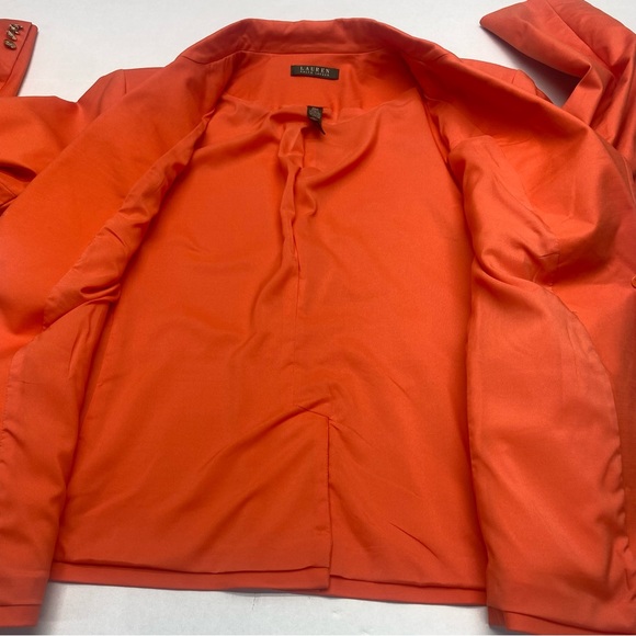 Ralph Lauren Orange Blazer Tailored Suit Jacket W 20W Gold Buttons Pockets - Picture 12 of 15